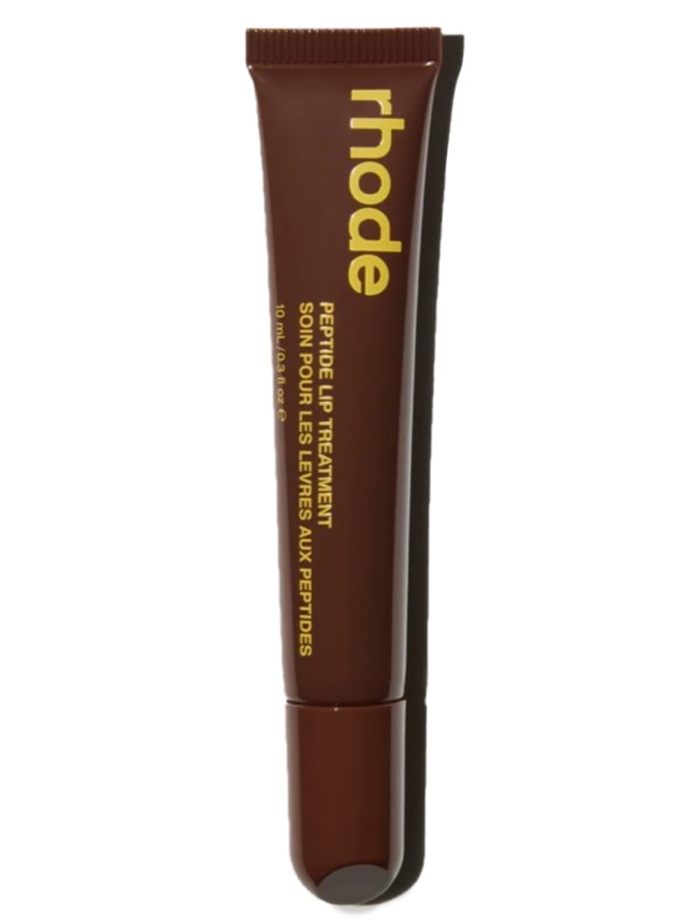 rhode skin Peptide Lip Treatment - Brown Tube with Yellow Text